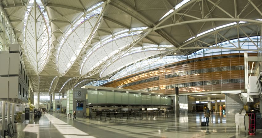 The interior of the San Francisco International Airport